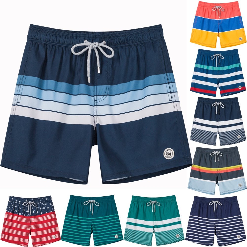 SURFCUZ Men'S Swim Shorts Quick Dry Striped Male Swim Trunks Size S to 2XL