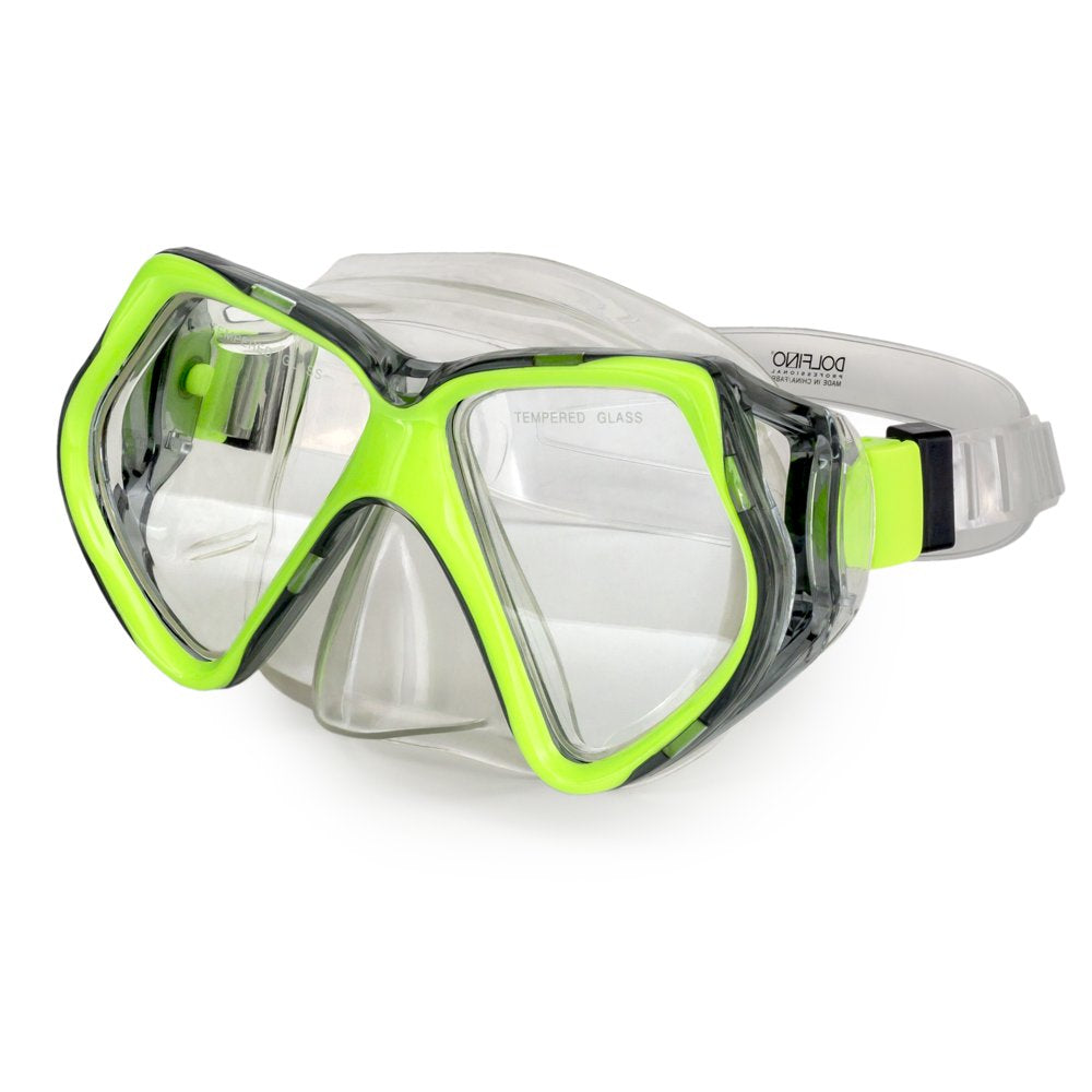 Aqua Leisure Dolfino Brand Youth Manta Pro Underwater Recreational Dive Swim Mask & Snorkel Set - Yellow and Sliver