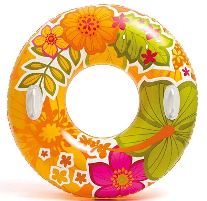 Intex Groovy Color Inflatable Tropical Flower Transparent Tube Raft for Pool/Water Age Group 9 Years Old and Up, Unisex, Color May Vary, Pool Toy