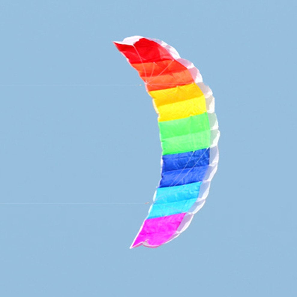 Top Deals 1.4M Rainbow Dual Line Kitesurfing Stunt Parachute Soft Parafoil Surfing Kite Sport Kite Outdoor Activity Beach Flying Kite Rainbow 140*60Cm