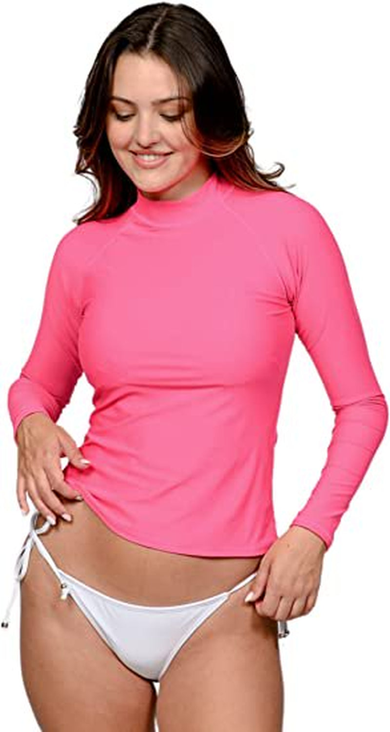 INGEAR Women'S UV Sun Protection Long Sleeve Rash Guard Wetsuit Swimsuit Beach Top Swim, Neon Colors , Stylish Swimwear