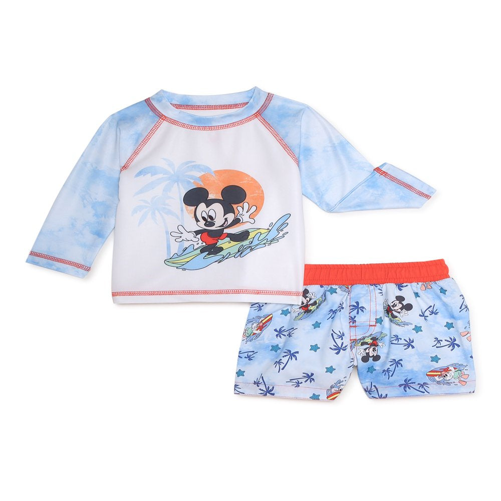 Mickey Mouse Baby Boy Swim One Piece Rash Guard, Sizes 0-12M