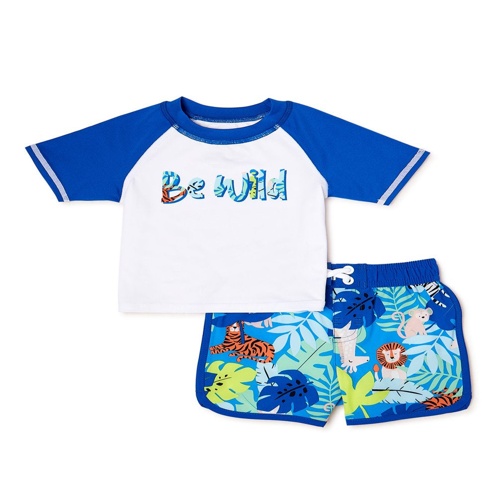 Wonder Nation Baby Boys’ Swim Rashguard Set, 2-Piece, Sizes 0-9M