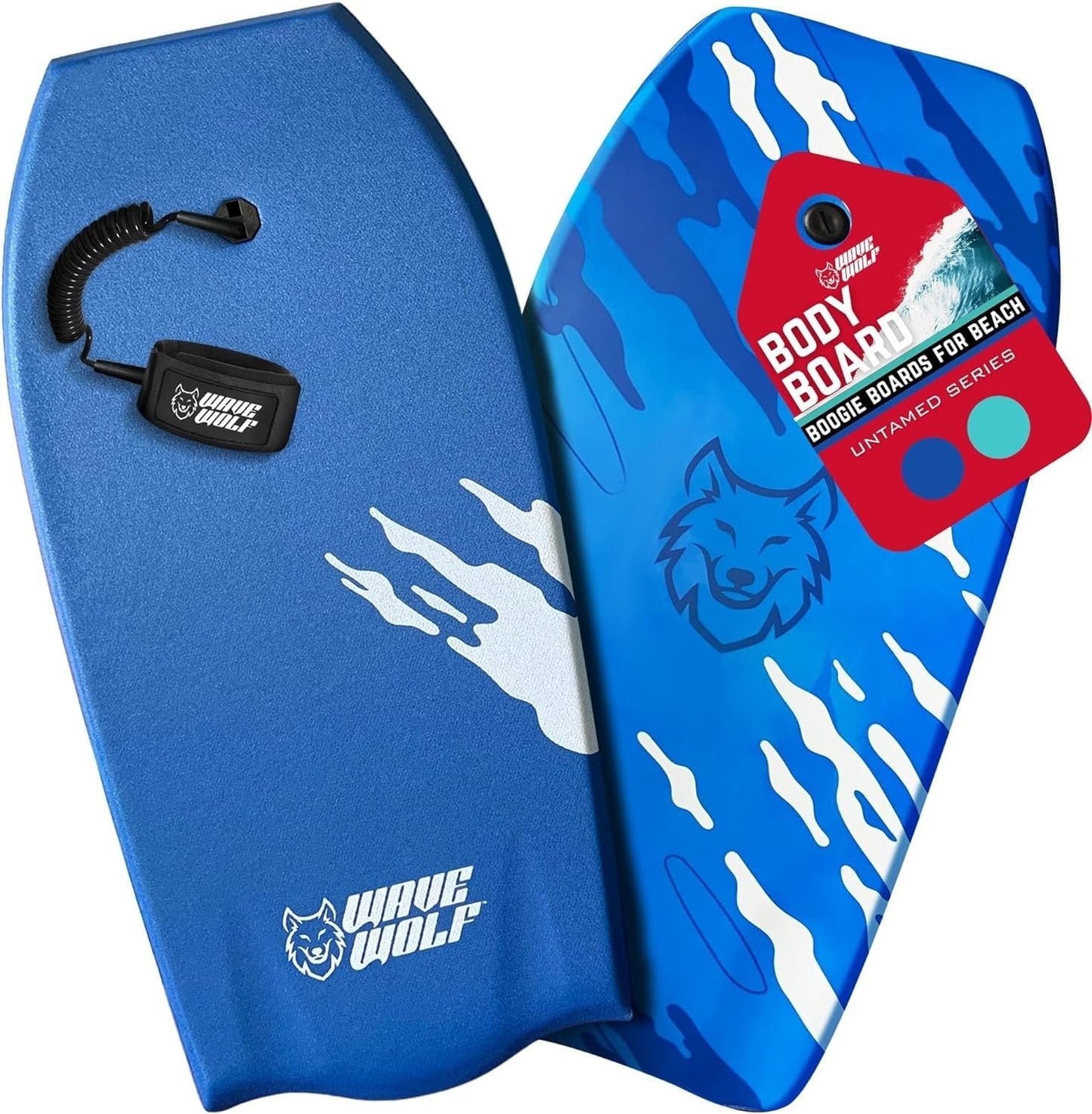 WAVEWOLF Untamed Pro Series Hardslick Bodyboard Boogie Board for Surfing Kids Adults Blue Moon 41'