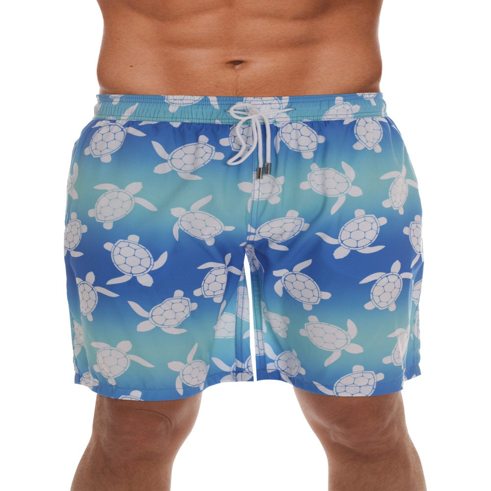 Whiskey and Oak Men'S Bathing Suit Swim Trunks 94953-5726-XS (Black - Bright Turtles, X-Small)