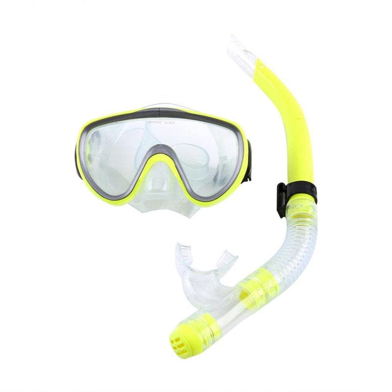HERCHR Snorkel Set, Diving Tempered Glass Goggles&Semi-Dry Breathing Tube Set, Snorkel Mask Mouthpiece Snorkeling Combo for Adult Men Women