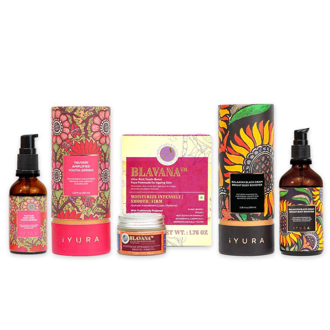 The Ayurveda Experience Black Gram Edit - Face and Body Trio with the Power of Black Gram - With New Body Oil Aroma