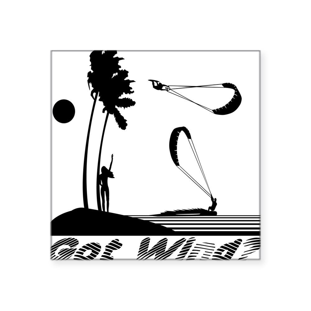 Cafepress - Kiteboarding Kitesurfing Square Sticker - Square Sticker 3" X 3"