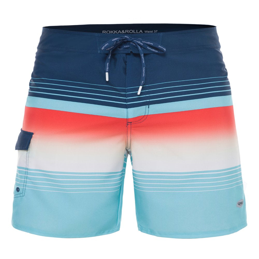 Rokka&Rolla Men'S 9" NO Mesh Liner Board Shorts Quick Dry Swim Trunks, up to Size 2XL