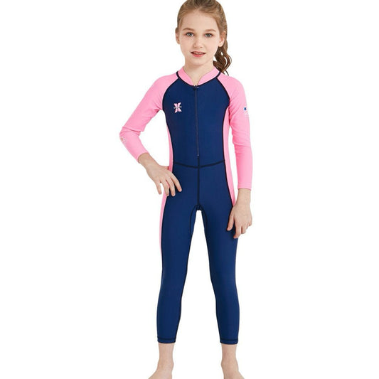 1PC Long Sleeves Kids Diving Suit Children Full Body Wetsuit Keep Warm Uv Protection Swimwear for Surfing Snorkeling Swim Blue S