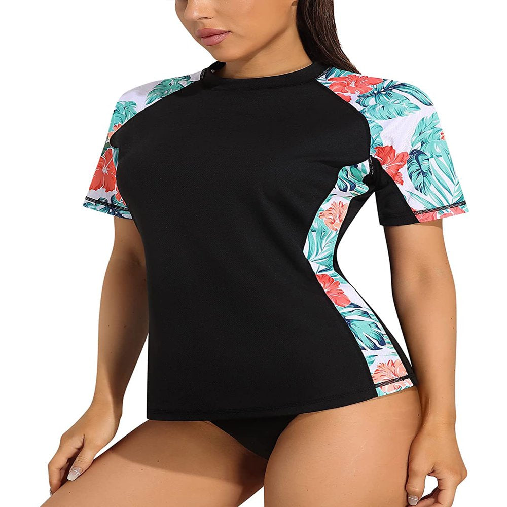 Women'S Printed Rash Guard Sun Protection UPF 50+ Swimwear Shirts Quick Dry Swimsuit Surf Top