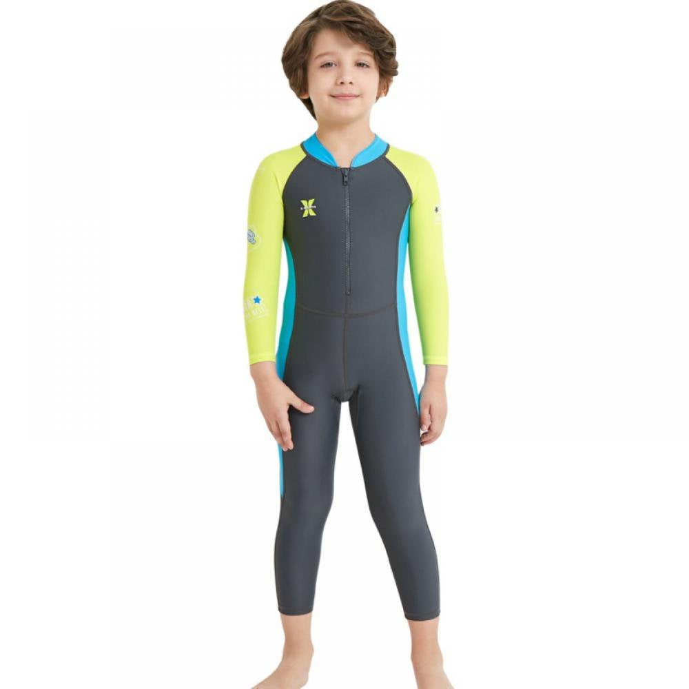 Kids Diving Suit Children Full Body Wetsuit Keep Warm One-Piece Long Sleeves Uv Protection Swimwear for Surfing Snorkeling Swimming