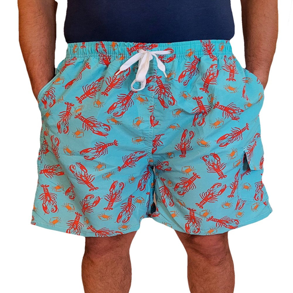 Men'S 3 Pockets Cargo Swim Shorts Swimming Trunks Swimwear Suit, Beach Surf Boad Summer Wear, All Solid Colors