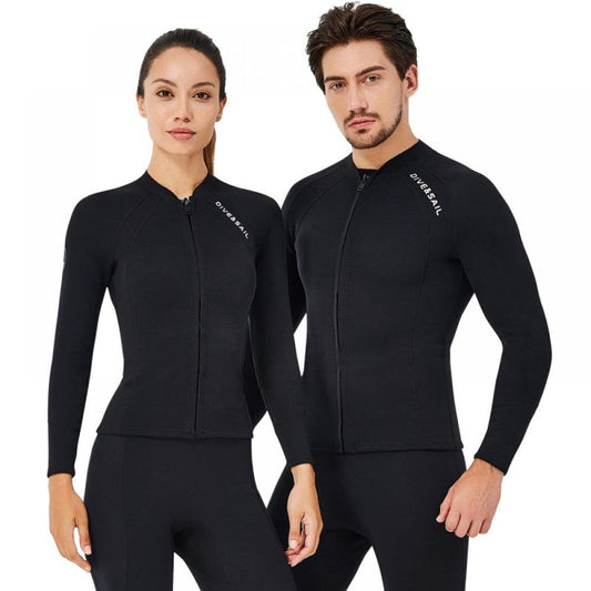 2Mm Professional Men Wetsuit Split Top Thickened Warmth Deep Diving Snorkeling Surfing Suit Swimsuit,Black,Size M