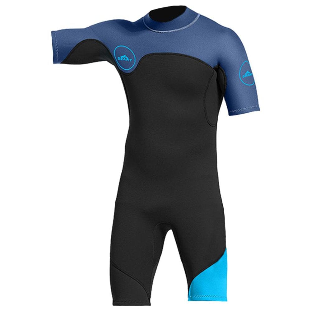 2Mm Rubber Shorty Summer Wetsuit Surf Scuba Snorkeling Diving Suit for Men Dark Blue