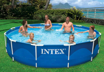 INTEX 12 ft. Round x 30 in. D Metal Frame Above Ground Pool - $80