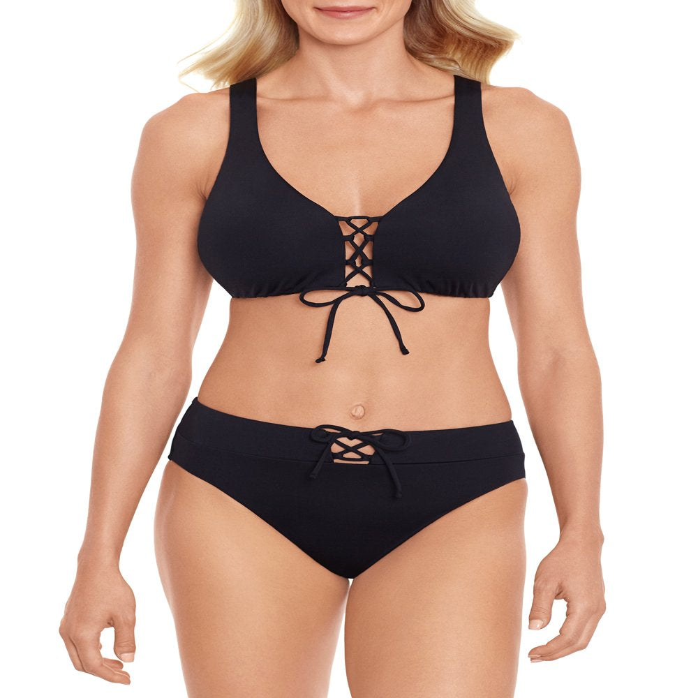 Time and Tru Women’S Lace up High Waist Swim Bottom