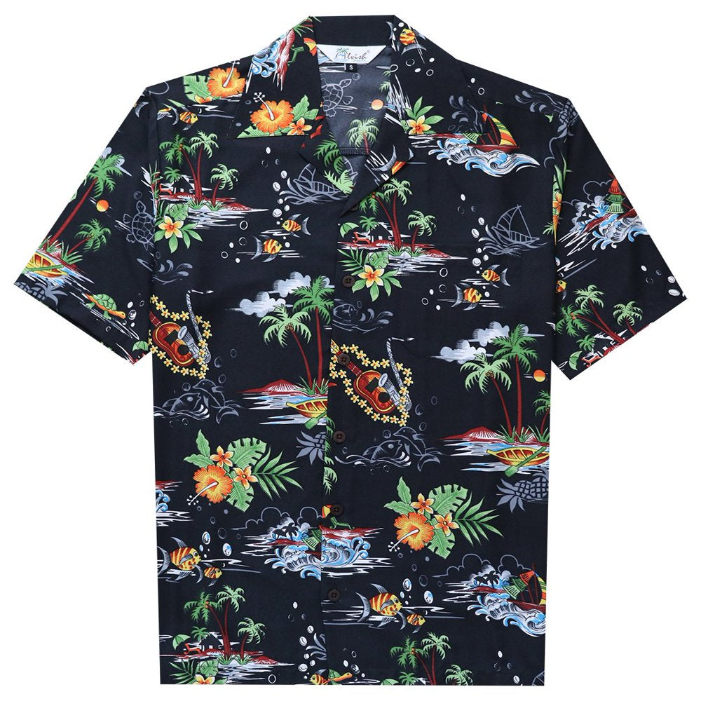 Alvish Hawaiian Shirts for Men 56 Scenic Beach Aloha Party Casual Turquoise S