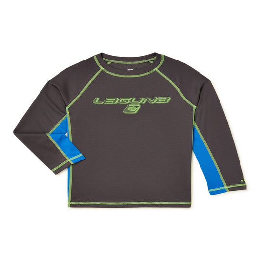 Laguna Boys Long Sleeve Athletic Rash Guard Swim Top, UPF 50+, Sizes 8-20