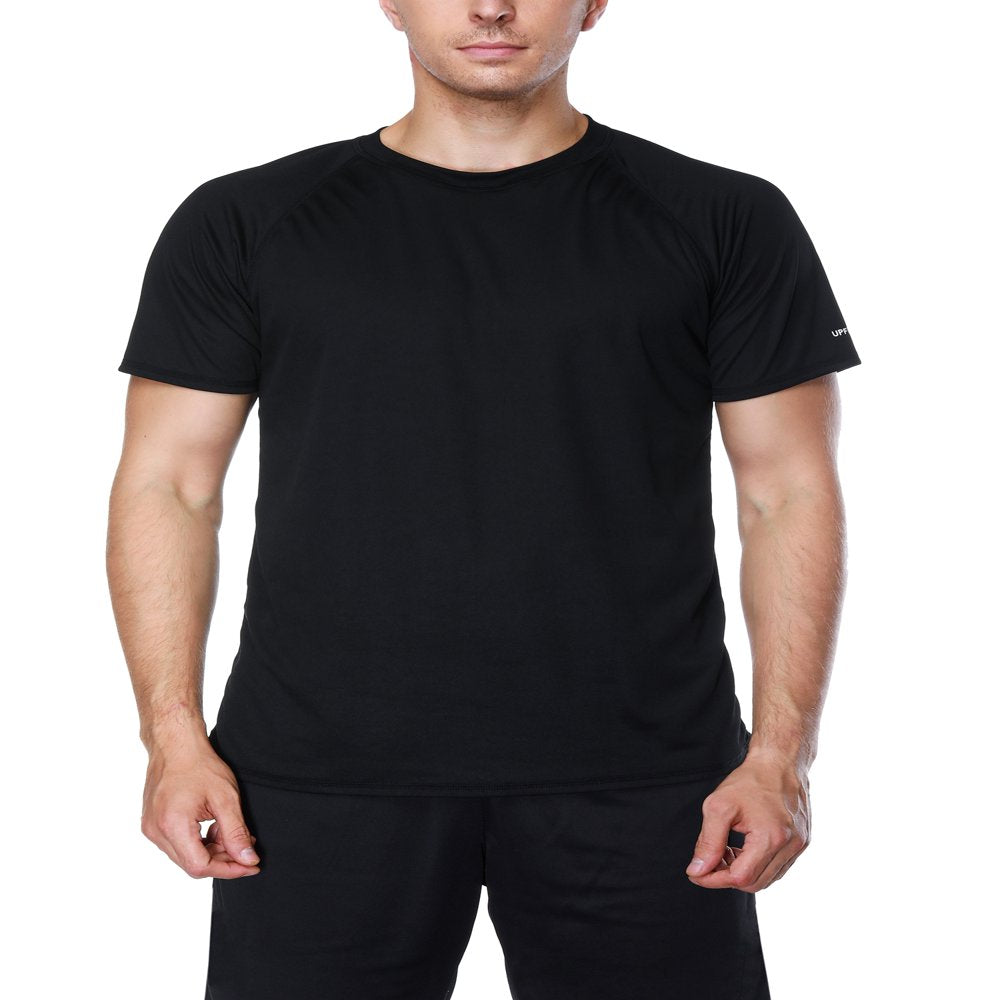 Attraco Men Short Sleeve Rash Guard Swimwear UPF 50+ Running Swimming Shirt Color Block