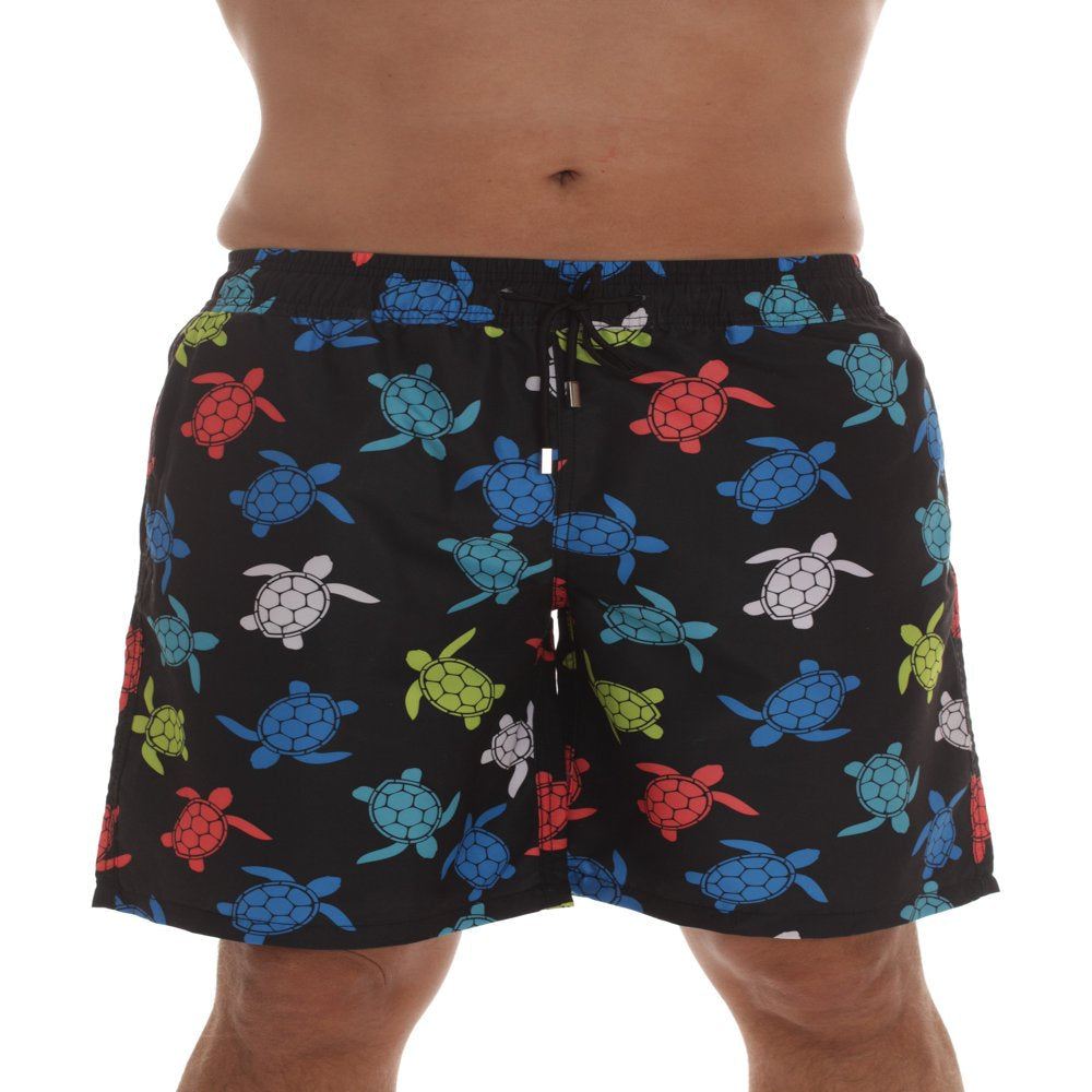 Whiskey and Oak Men'S Bathing Suit Swim Trunks 94953-5726-XS (Black - Bright Turtles, X-Small)