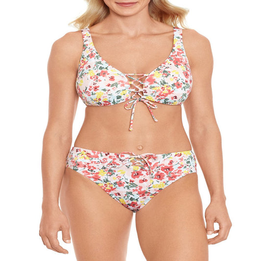 Time and Tru Women’S Lace up High Waist Swim Bottom