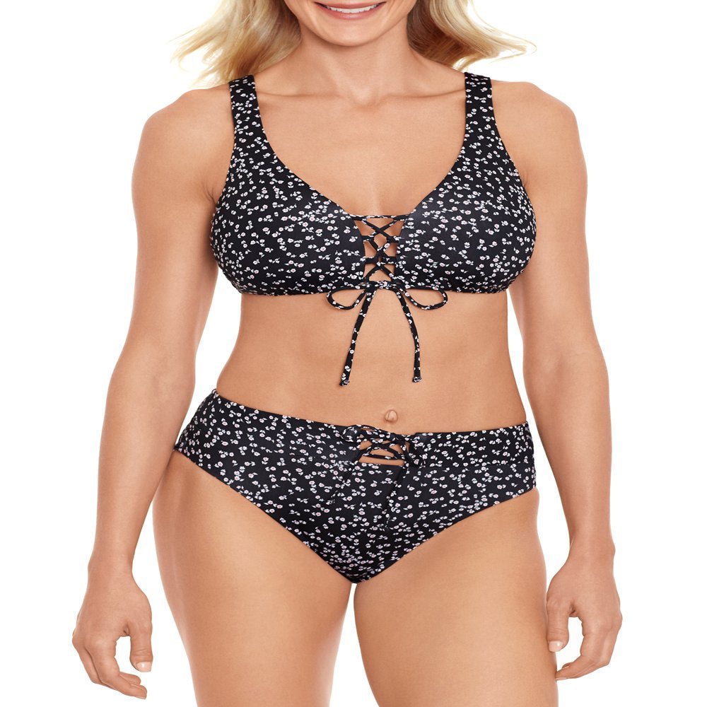 Time and Tru Women’S Lace up High Waist Swim Bottom