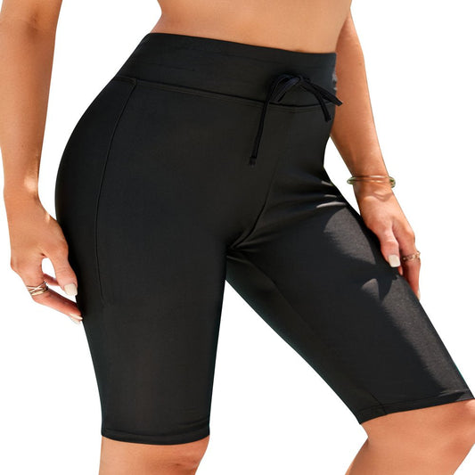Youloveit Swim Pants for Women High Waisted Long Swim Shorts Knee Length Pants High Waist Swimsuit Bike Sport Swim Bottoms Pants Surfing Tights with Drawstring plus Size