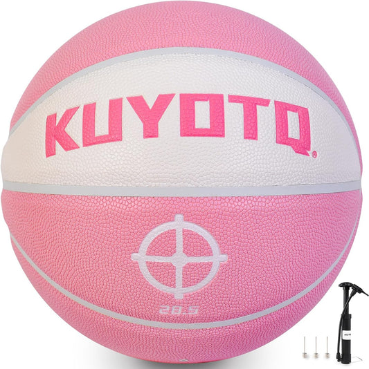 Girls Womens Size 6 (28.5") Pink Basketball with Pump Premium Composite Leather Basketball in&Outdoor Game Gym Training Competition Sports Basketballs Gifts for Girls/Womens