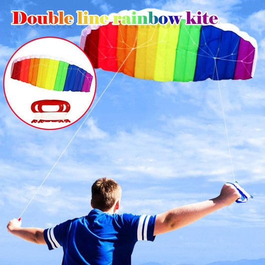 JIUKE Rainbow Kites for Children and Adults Dual Line Stunt Kids Kite with Handle Line
