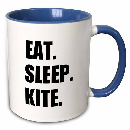 "3Drose Eat Sleep Kite - Kitesurfing Kiteboarding Kitesurfer Kiteboarder Surf - Two Tone Blue Mug, 15-Ounce"