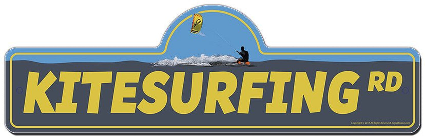 Kitesurfing Street Sign | Funny Home Decor Garage Wall Lover Plastic Gift