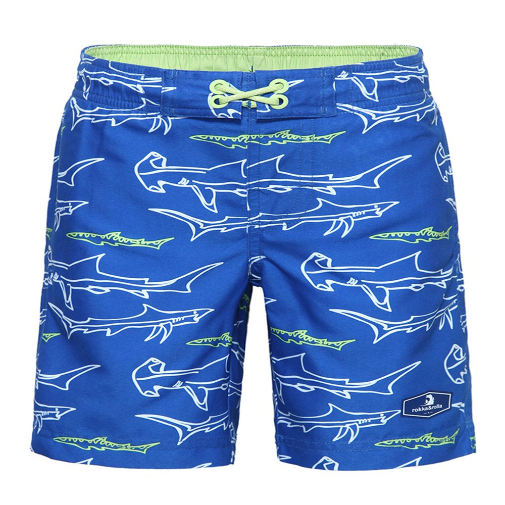 Rokka&Rolla Boys' Stretch Swim Trunks with Mesh Lining, UPF 50+ Sizes 4-18