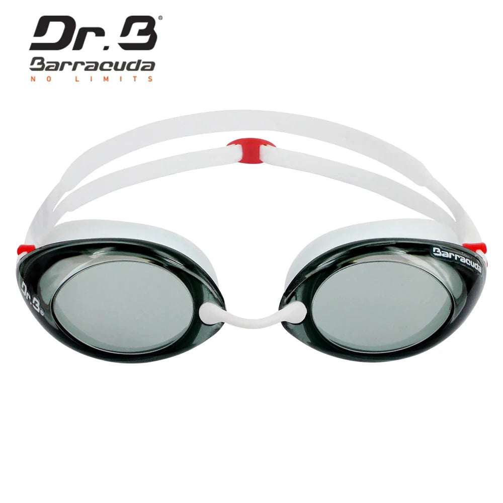 Premium Dr. Barracuda Myopia Professional Grade Racer Swimming Goggles Anti-Fog UV Protection For Adults & Men Women White 32295 Eyewear
