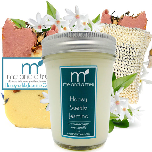 Honeysuckle Jasmine Candle Soap Skin Care Gift Set
