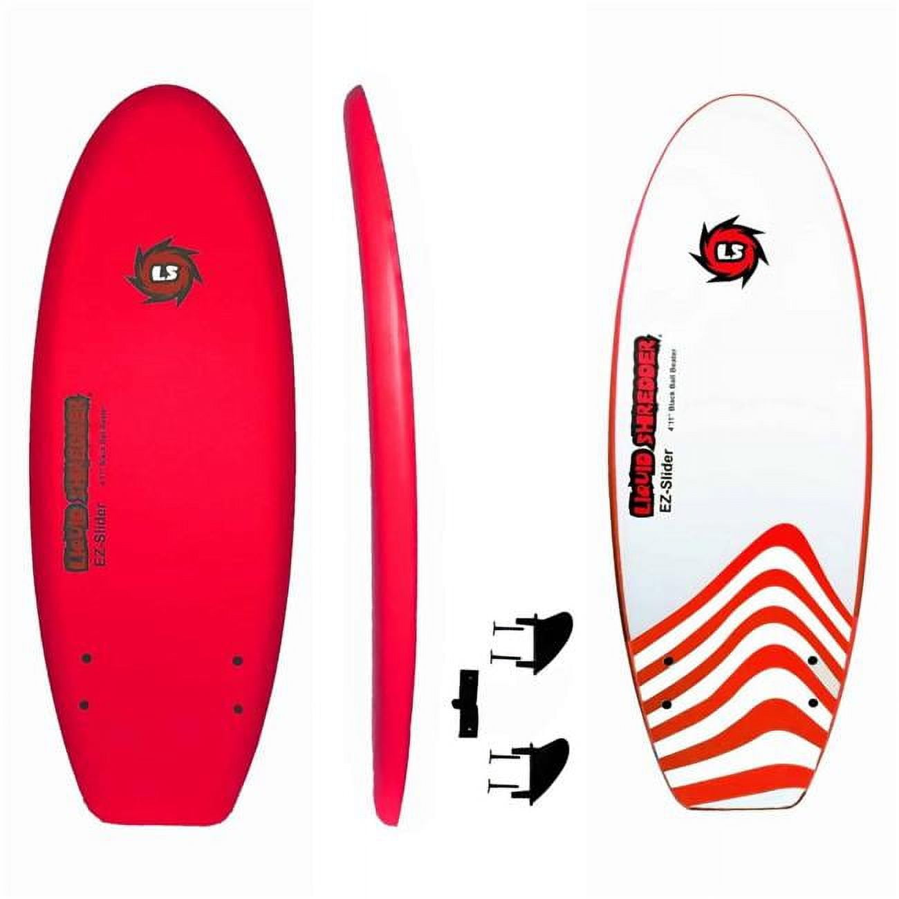 Liquid Shredder FSEZ411-RD 4 ft. x 11 in. Black Ball Beater Surfboard, Red