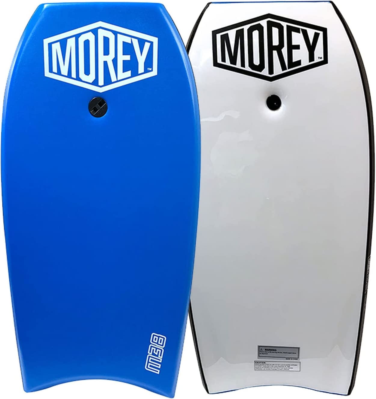 Morey - M38- 37in. Body Board - Phuzion Core - Crescent Tail - HDPE Slick - Coil Leash (Blue)