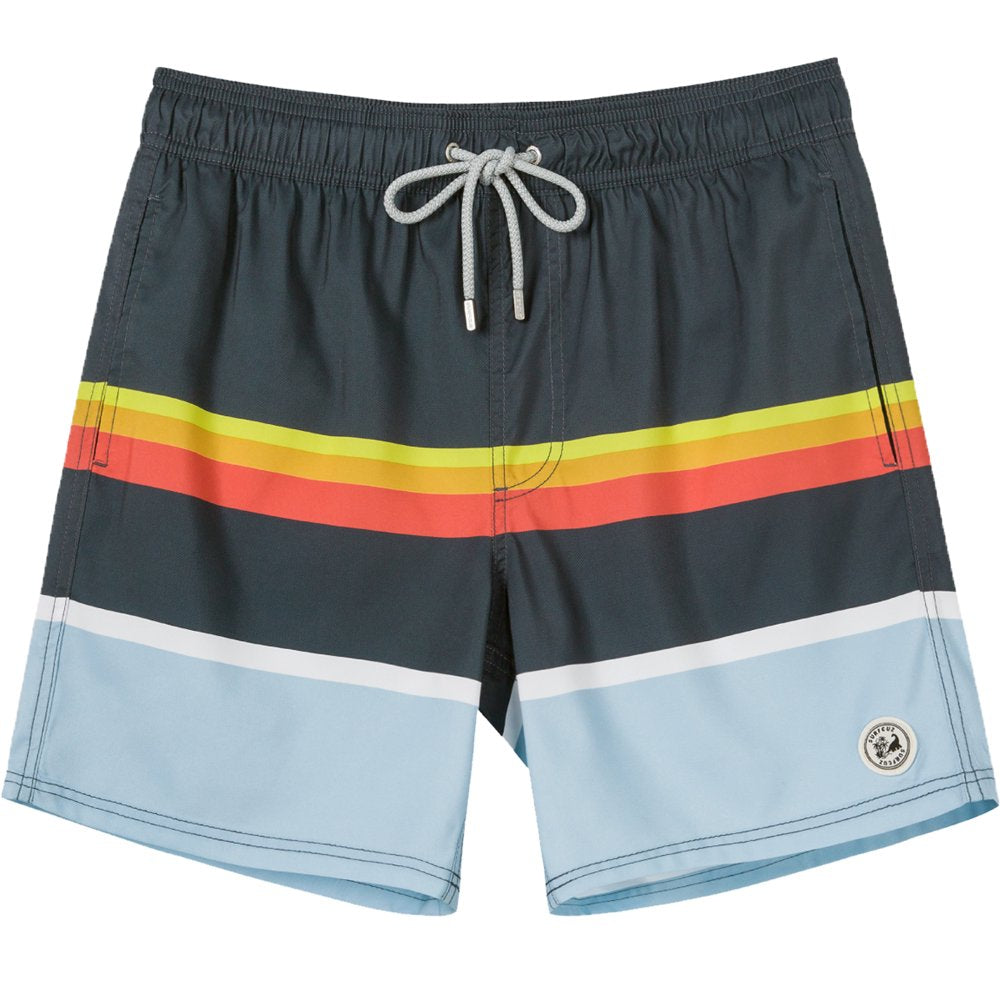 SURFCUZ Men'S Swim Shorts Quick Dry Striped Male Swim Trunks Size S to 2XL