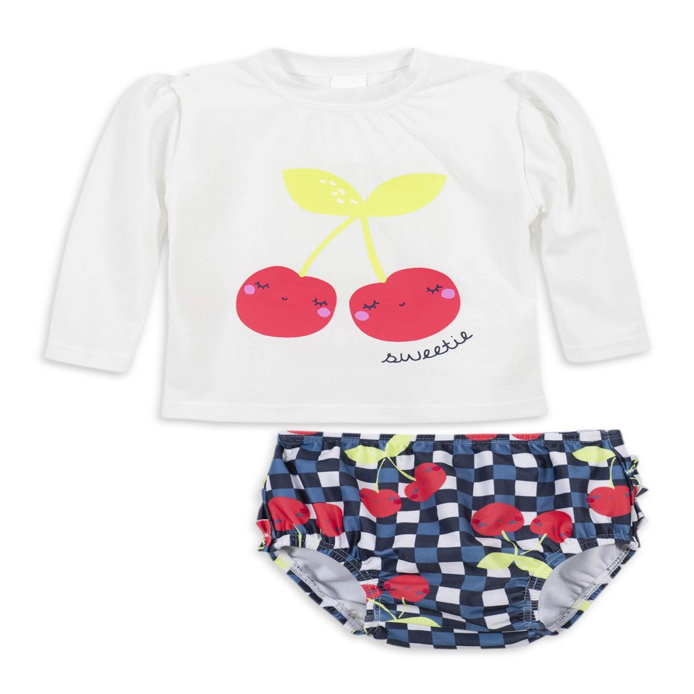 Gerber Baby & Toddler Girl Rashguard & Swim Bottoms Set with UPF 50+, 2-Piece, (0/3M - 5T)
