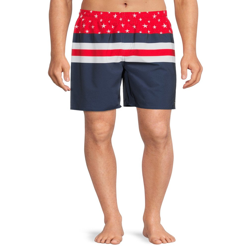 Laguna Men’S 7.5" Stars and Stripes Stretch Swim Trunks, Sizes S-XL
