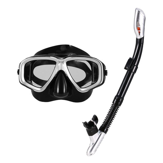 Lixada Adults Freediving Mask Snorkel Set Anti-Fog Diving Snorkeling Goggles Set Scuba Swimming Mask Tempered Glass Lens Goggles for Men Women