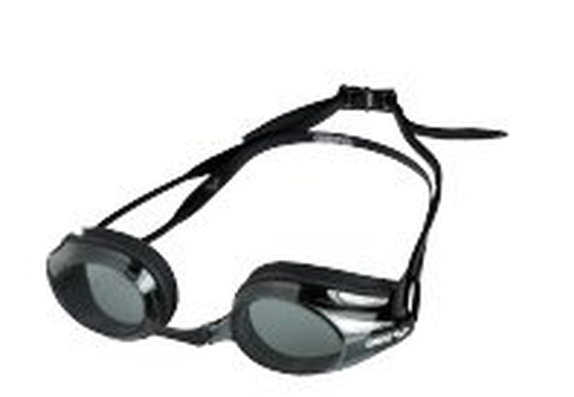 Arena Tracks Swimming Goggles in Black-Smoke-Black, Adjustable Size