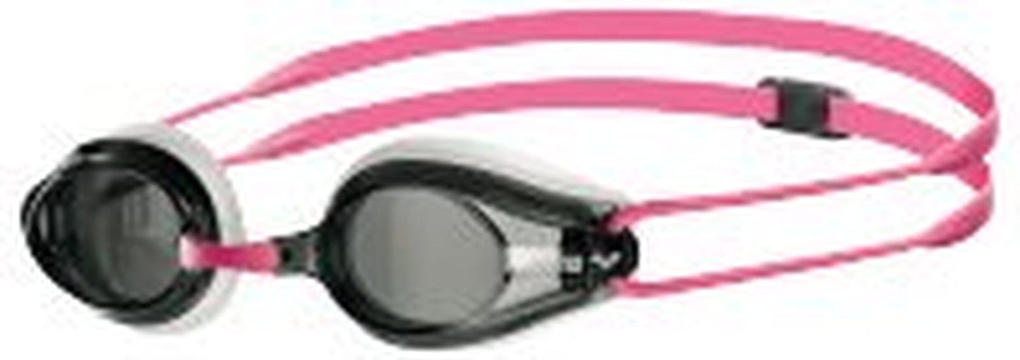 Arena Tracks Swimming Goggles in Black-Smoke-Black, Adjustable Size