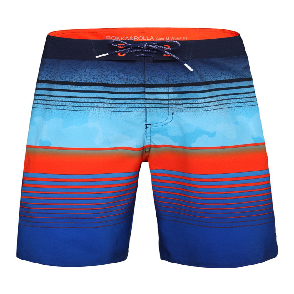 Rokka&Rolla Men'S 9" NO Mesh Liner Board Shorts Quick Dry Swim Trunks, up to Size 2XL
