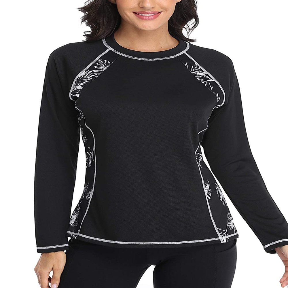 Women'S Colorblock Long Sleeve Rash Guard Swimsuit Quick Dry Surfing Swimwear Athletic Shirt Top UPF 50+