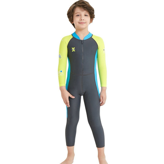 Children'S Long Sleeves Full Body Wetsuit Keep Warm Uv Protection Swimwear for Surfing Snorkelingm Gray S