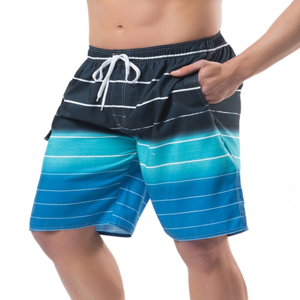CVLIFE Mens Striped Beach Shorts Swim Swimming Board Shorts Trunks Swimwear Beach Summer Pants with Lining