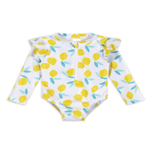 Gerber Baby & Toddler Girl One Piece Long Sleeve Swimsuit Rash Guard with UPF 50+ (0/3M - 5T)