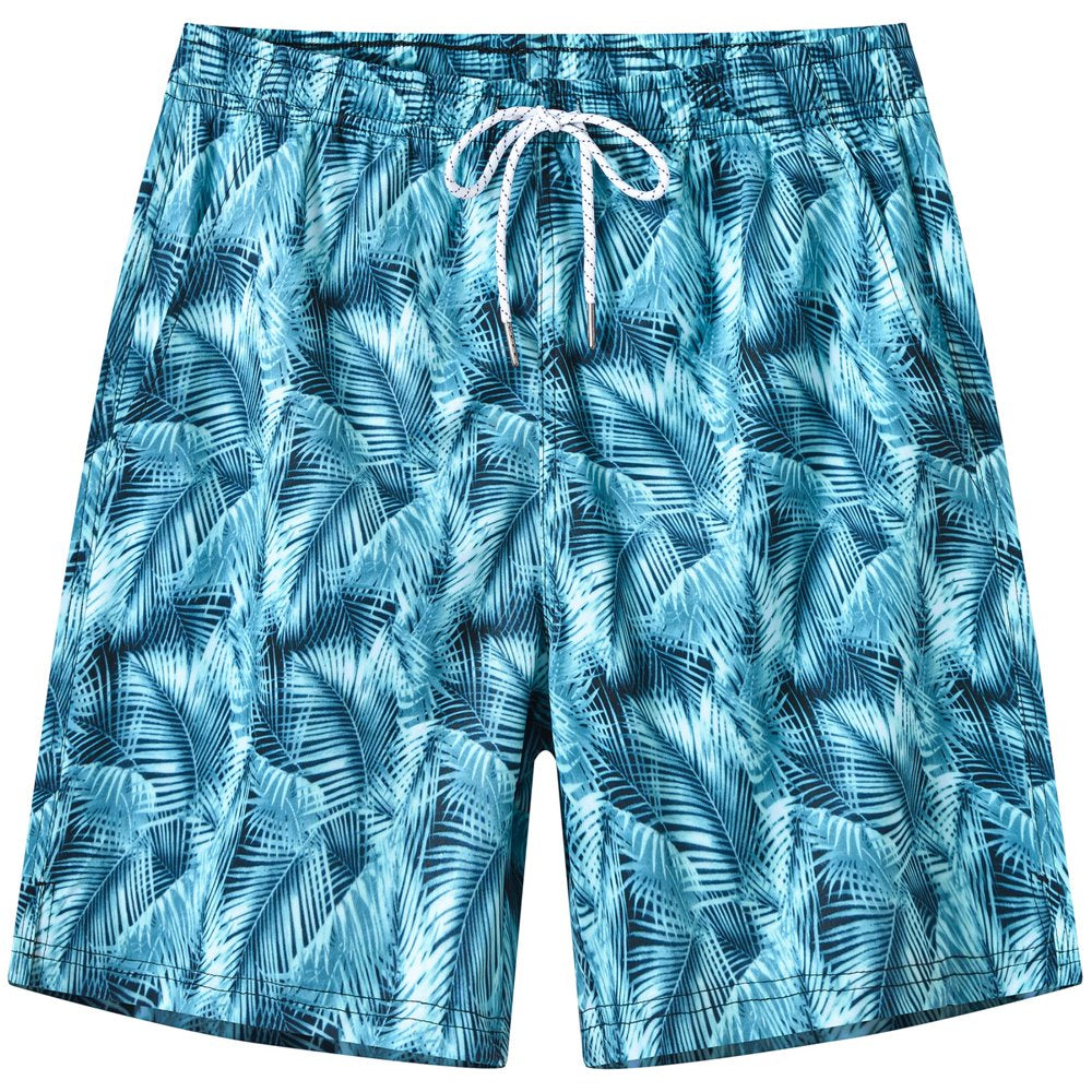 QPNGRP Mens Printed Swim Trunks Quick Dry Beach Shorts with Mesh Lining