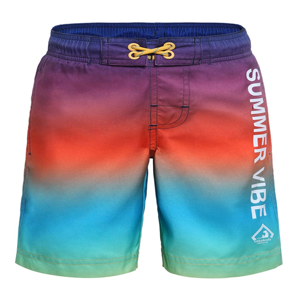 Rokka&Rolla Boys' Stretch Swim Trunks with Mesh Lining, UPF 50+ Sizes 4-18